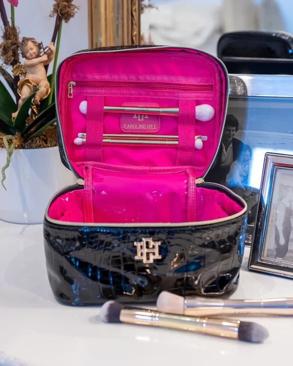 Caroline Hill - Hampton Train Case - Black Patent EC