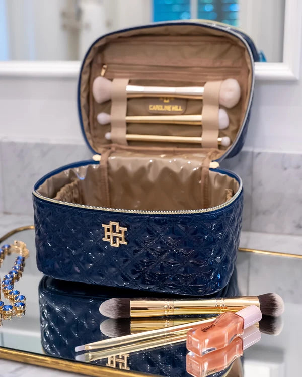 Caroline Hill - Hampton Train Case - Navy Patent