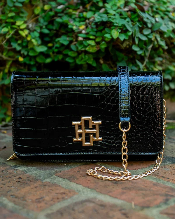 Caroline Hill - Bryn Clutch/Crossbody - Black Patent EC