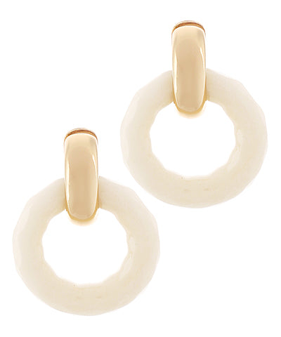 Door Knocker Earrings "Ivory/Gold"