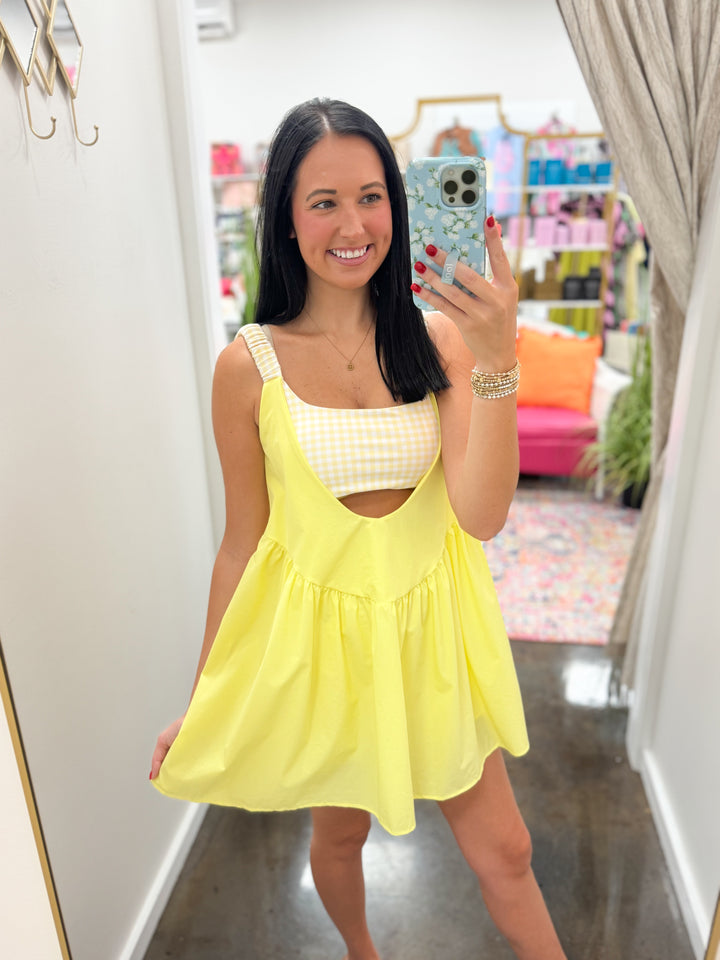 Double Layered Dress "Gingham Lemon"
