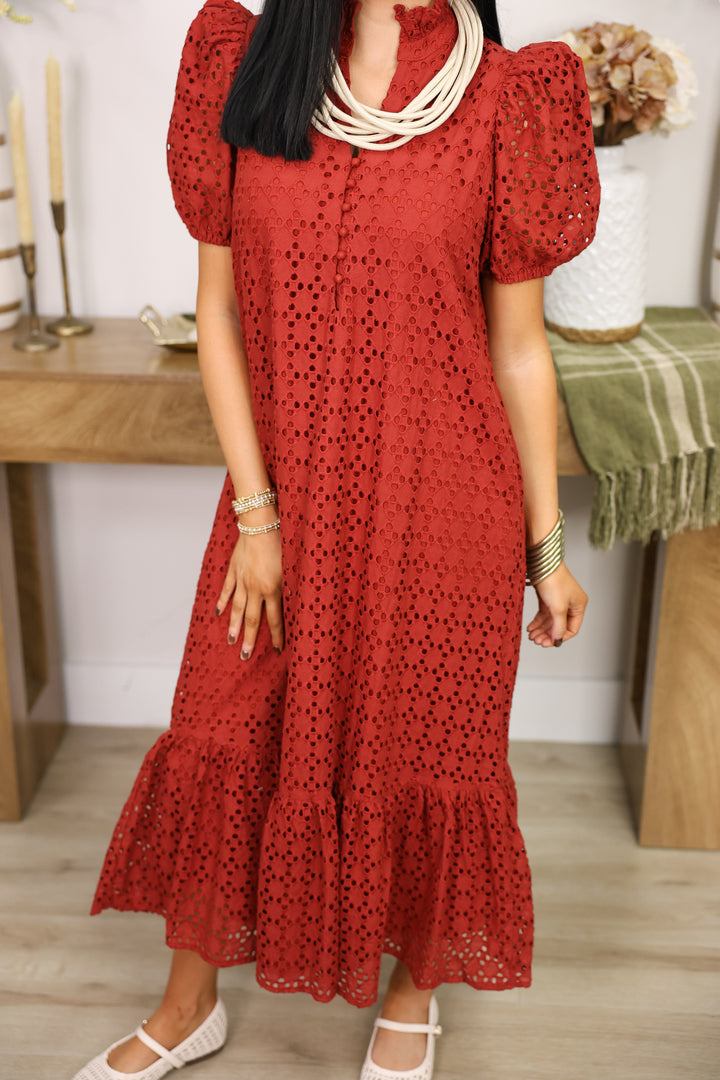 The Everlasting Eyelet Dress "Rust"
