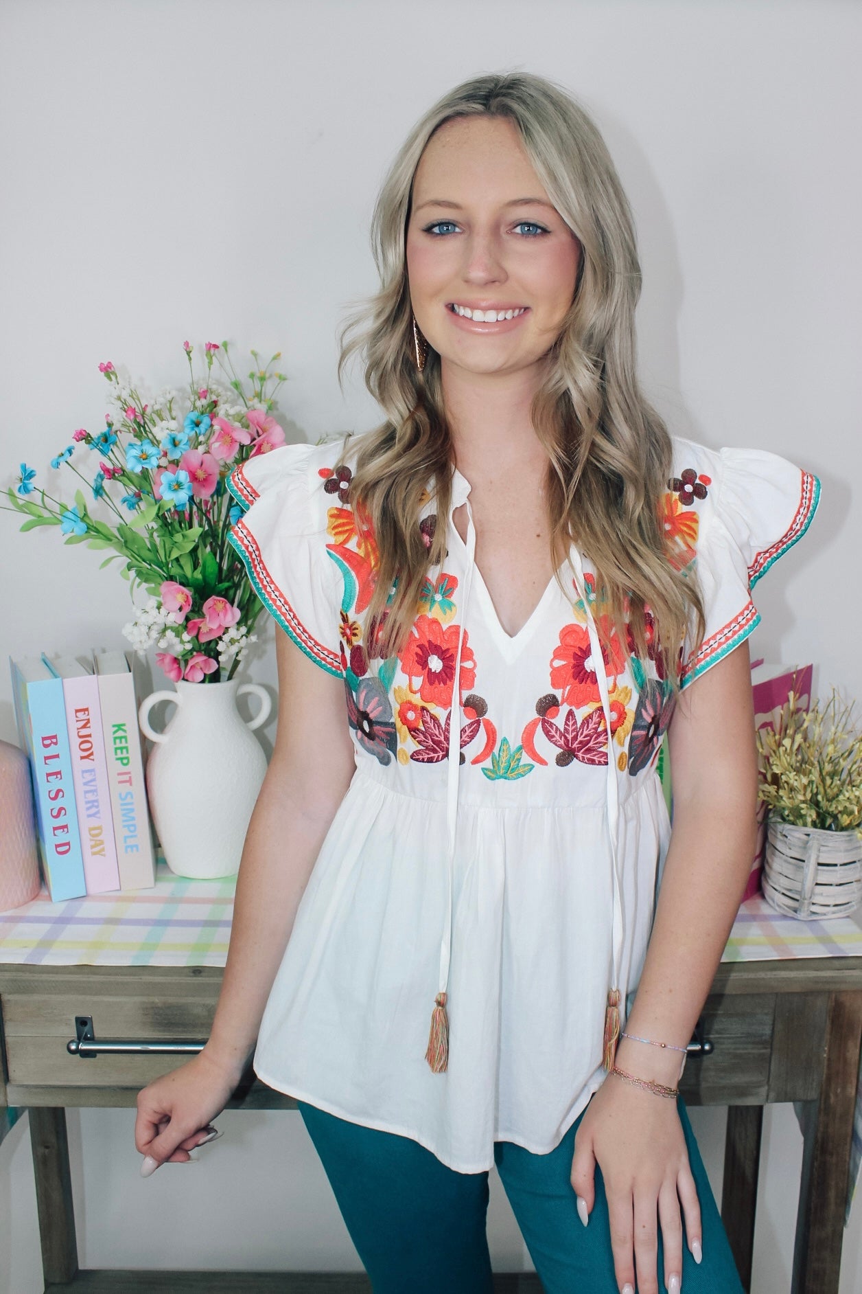 Floral Embroidered Baby Doll Top – Allie Lynn's Boutique
