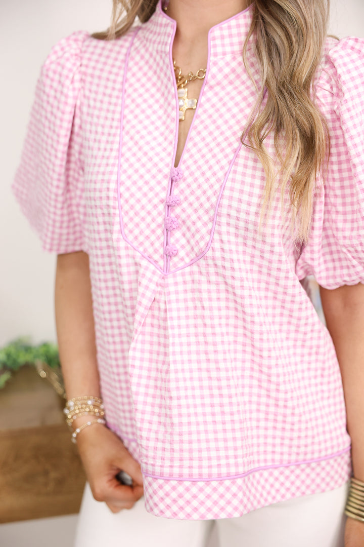 Giddy Gingham Top "Baby Pink"