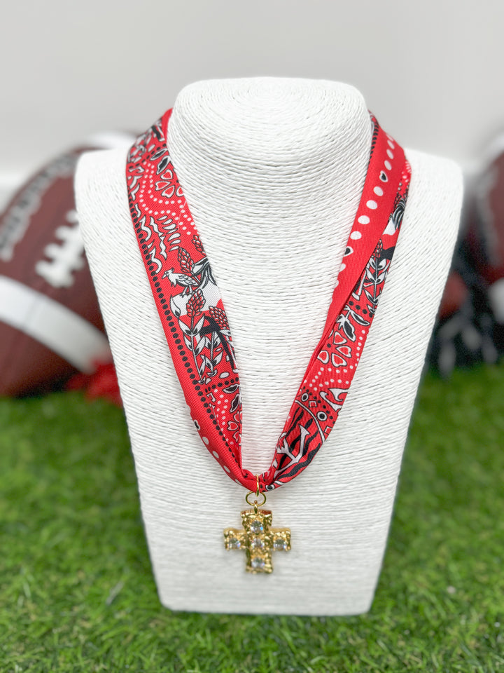 Hart Designs Jewelry - Red Western Scarf Necklace "Cross"