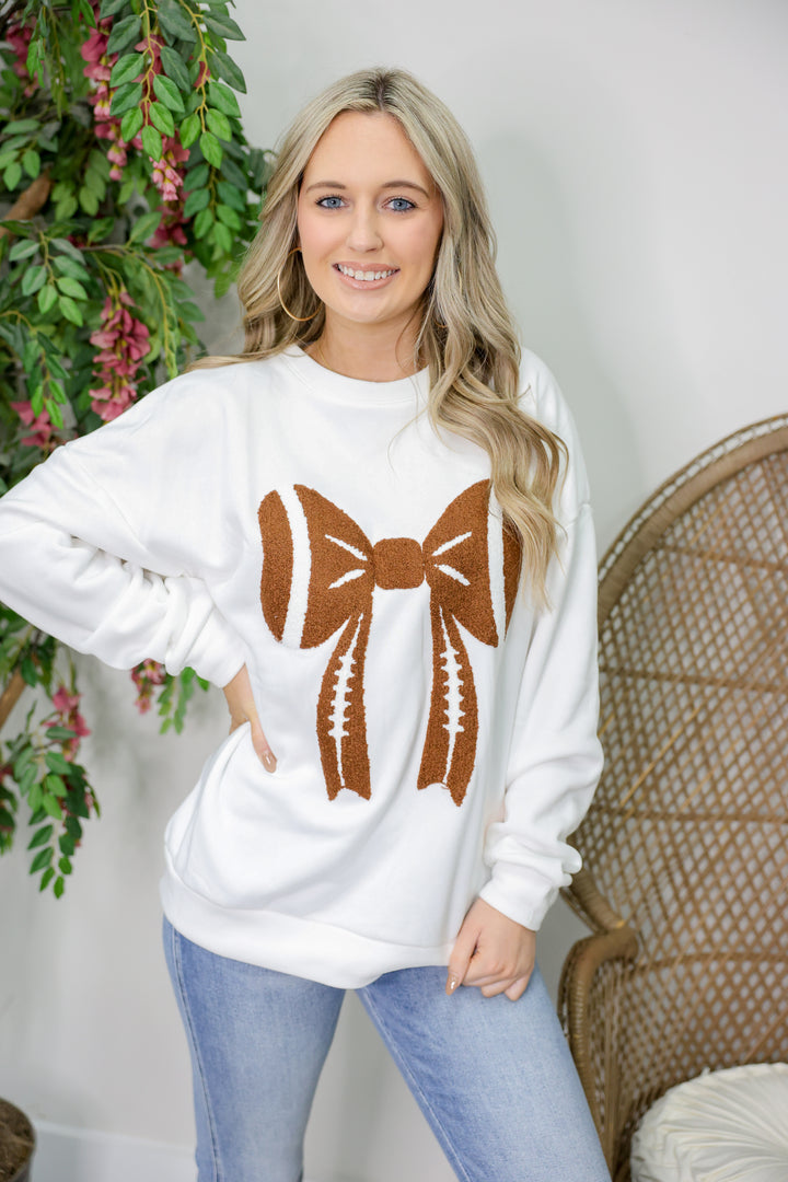 Ribbon Football Patched Top "Ivory"