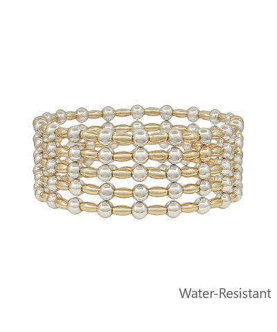 5 Row Twotone Ball & Oval Bracelet