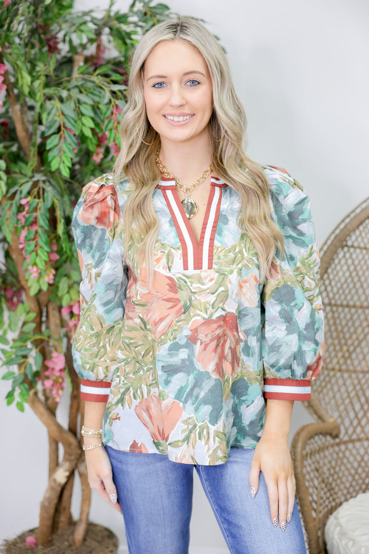 Chestnut Florals Top