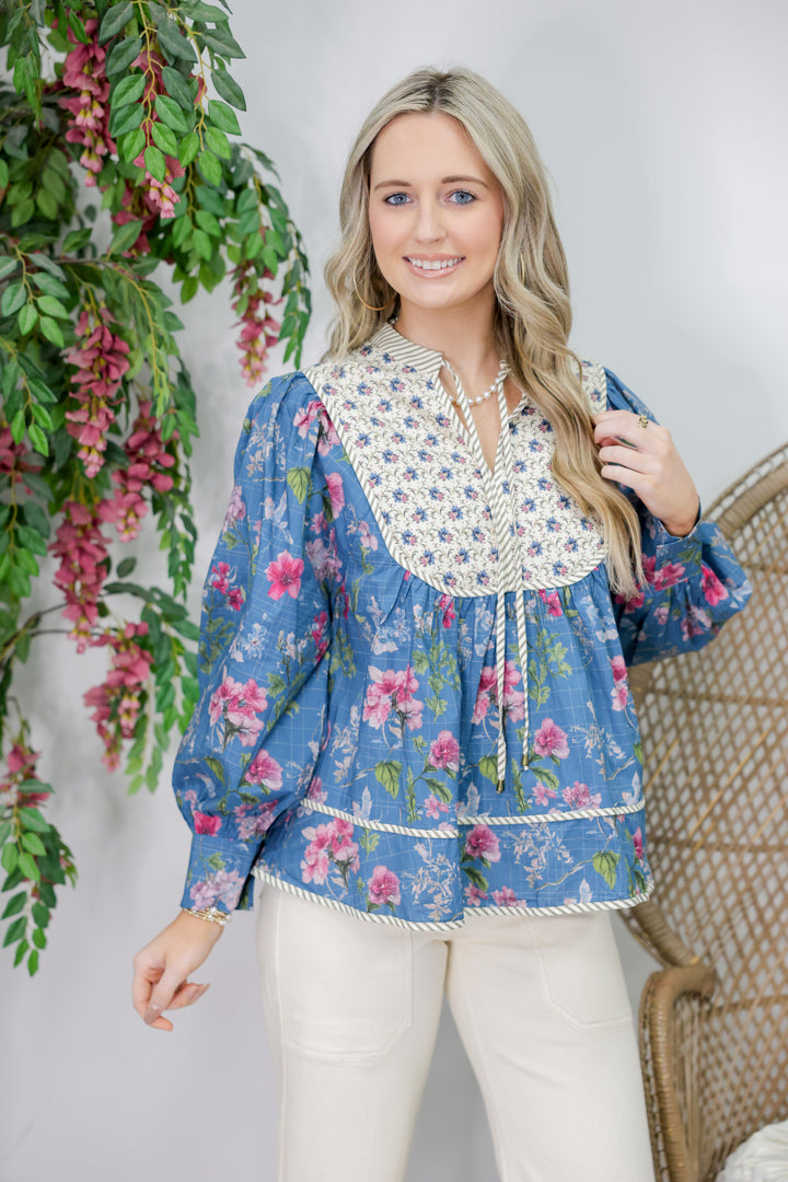 All Around Floral Top "Teal"
