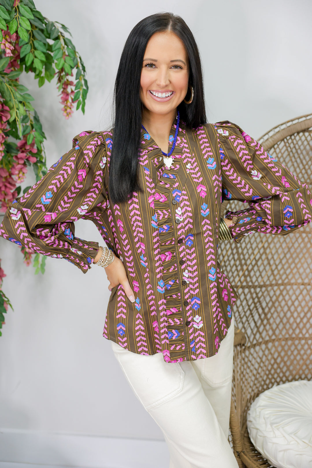 Color Spectrum Long Sleeve Top "Brown"