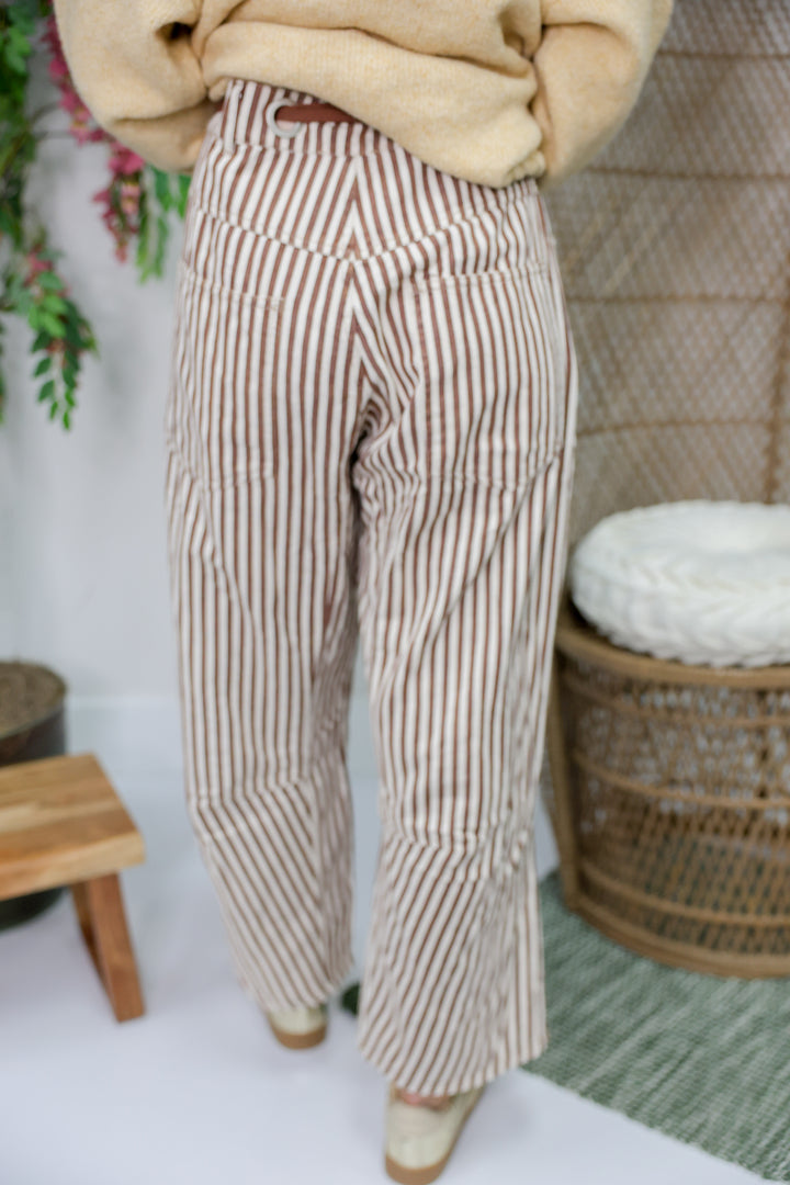 Striped Barrel Pants "Brownie Cream"