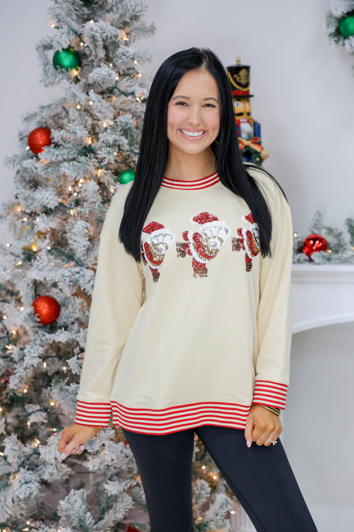 Skating Santa Trio Top "Sand"