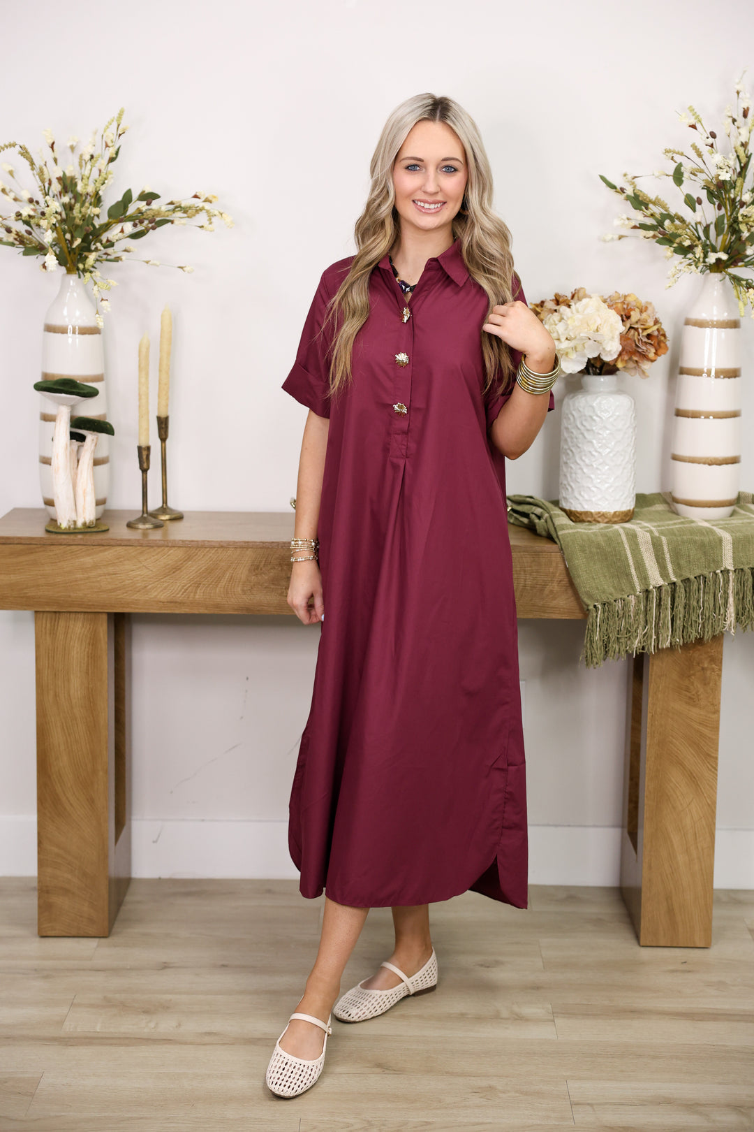 The Staple Midi Dress "Wine"