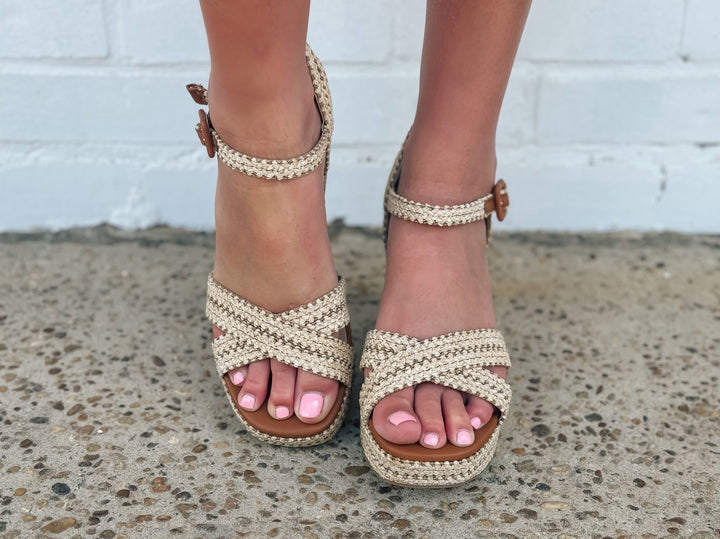 Yara Raffia Platform Sandal "Tan/Natural"