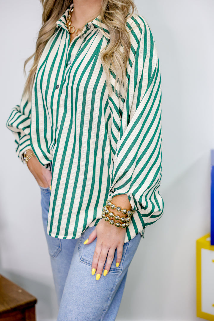 Stripe A Pose Top "Hunter Green"