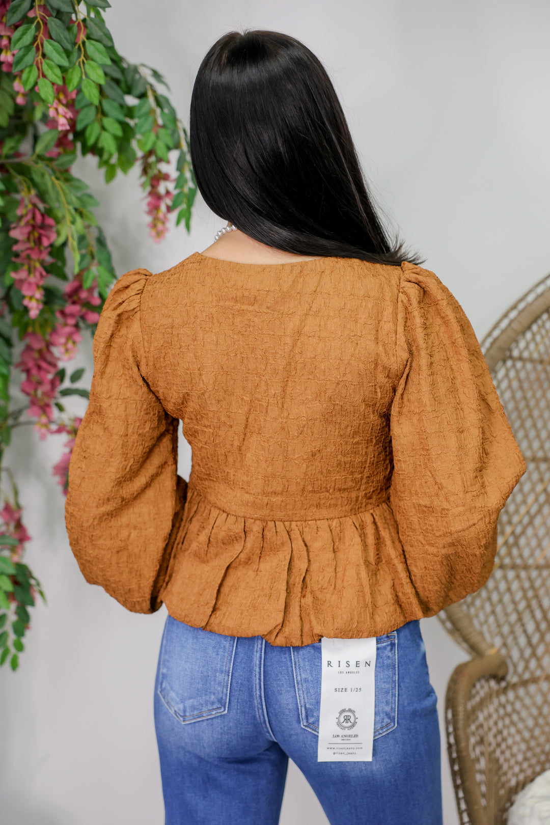 Bubble Bow Blouse "Caramel"