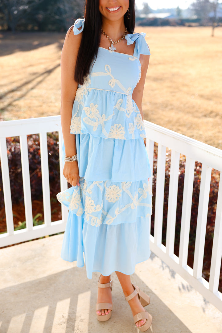 Sky Petal Grace Midi Dress