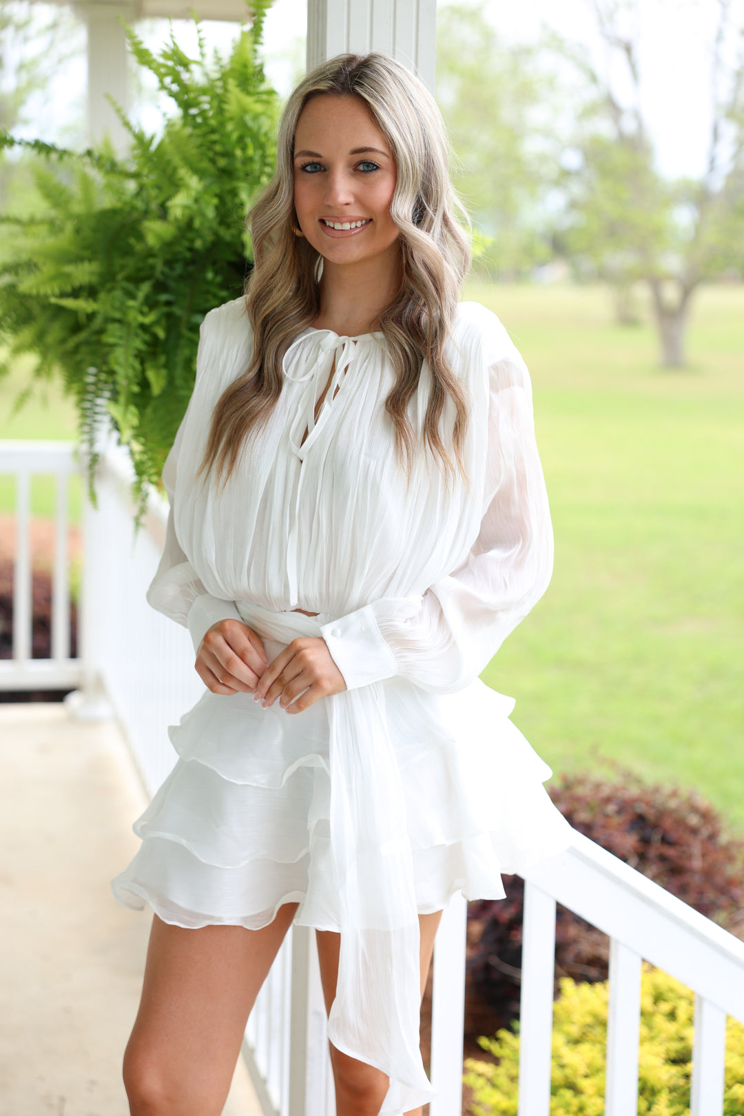 Shimmer Organza Blouse & Mini Skirt Set