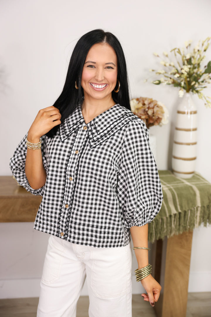 Double Collared Blouse "Black"