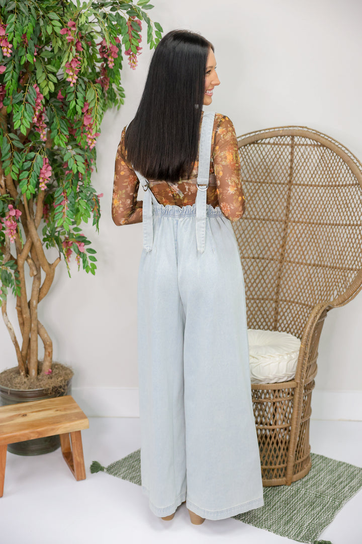 Mineral Washed Scoop Neck Sleeveless Jumpsuit "Denim"
