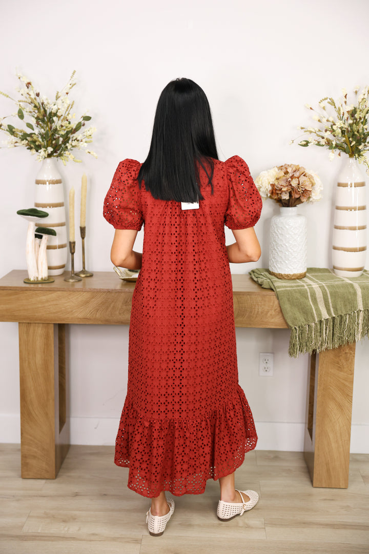 The Everlasting Eyelet Dress "Rust"