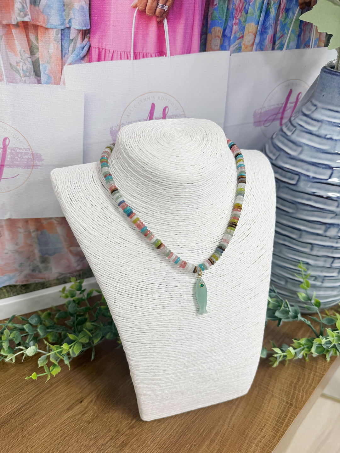 Hart Designs Jewelry - Multi Beaded Necklace "Fish Charm"