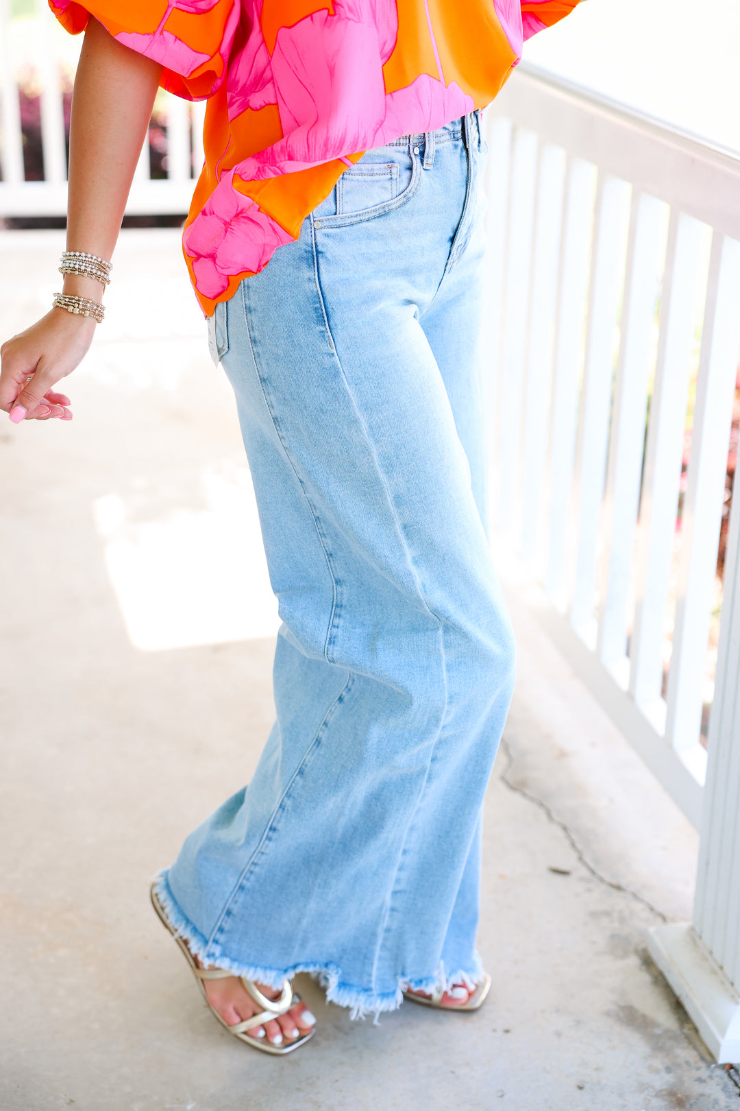 Risen - High Rise Ankle Wide Leg Jeans "Light"