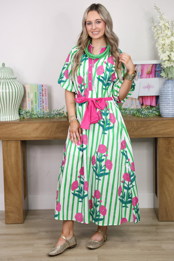 Magnolia Market Midi Dress "Green Mix"