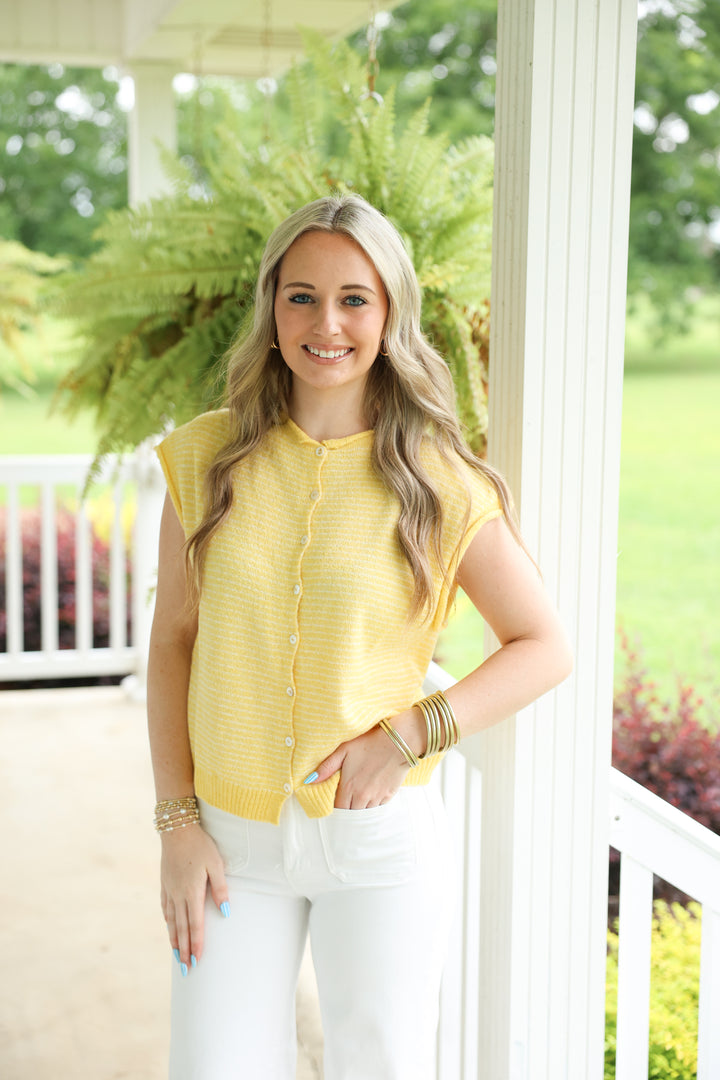 Striped Sweater Vest Cardigan "Butter"