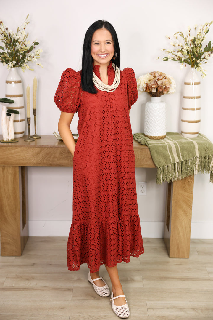 The Everlasting Eyelet Dress "Rust"
