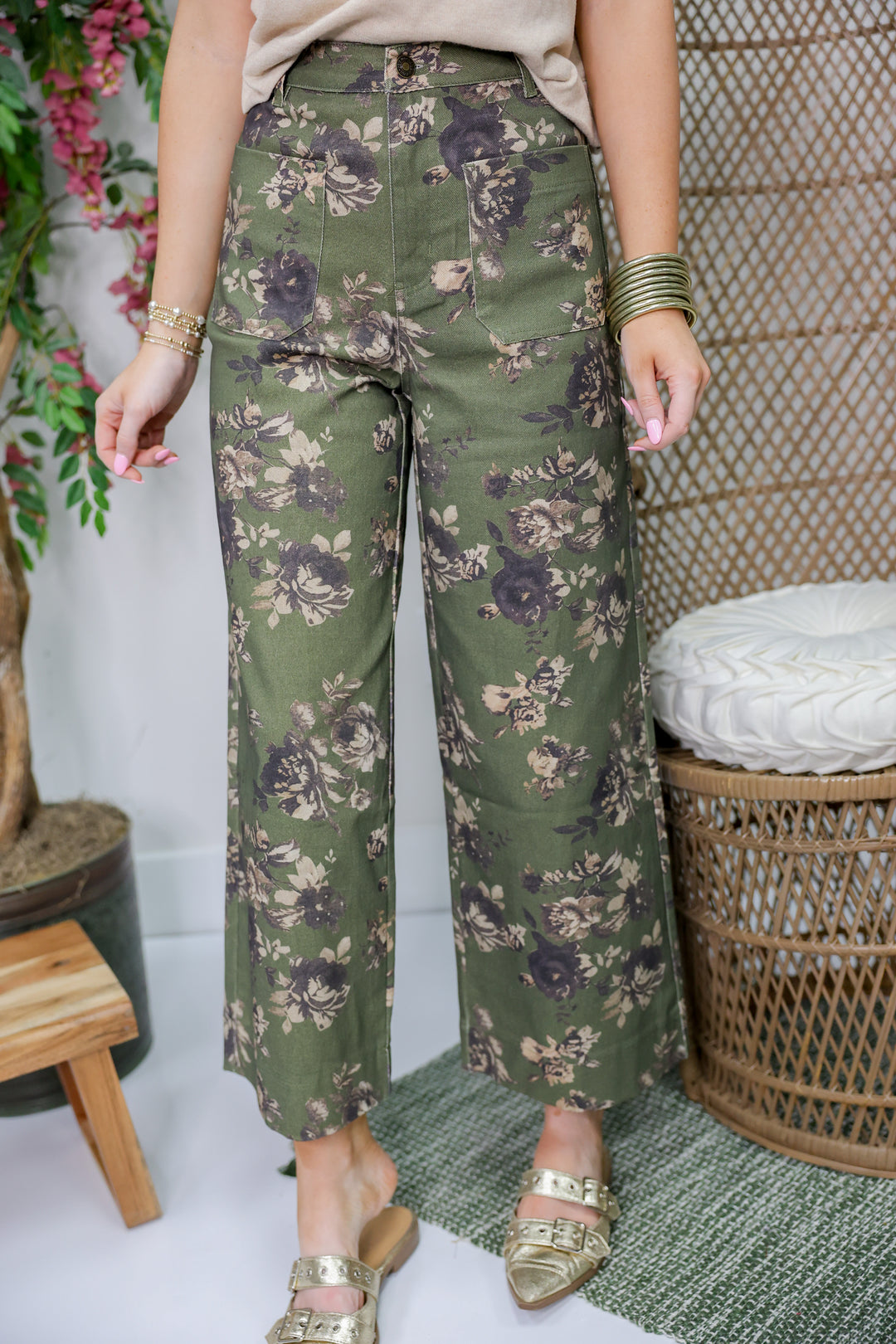 Lynne Pants "Olive Floral"