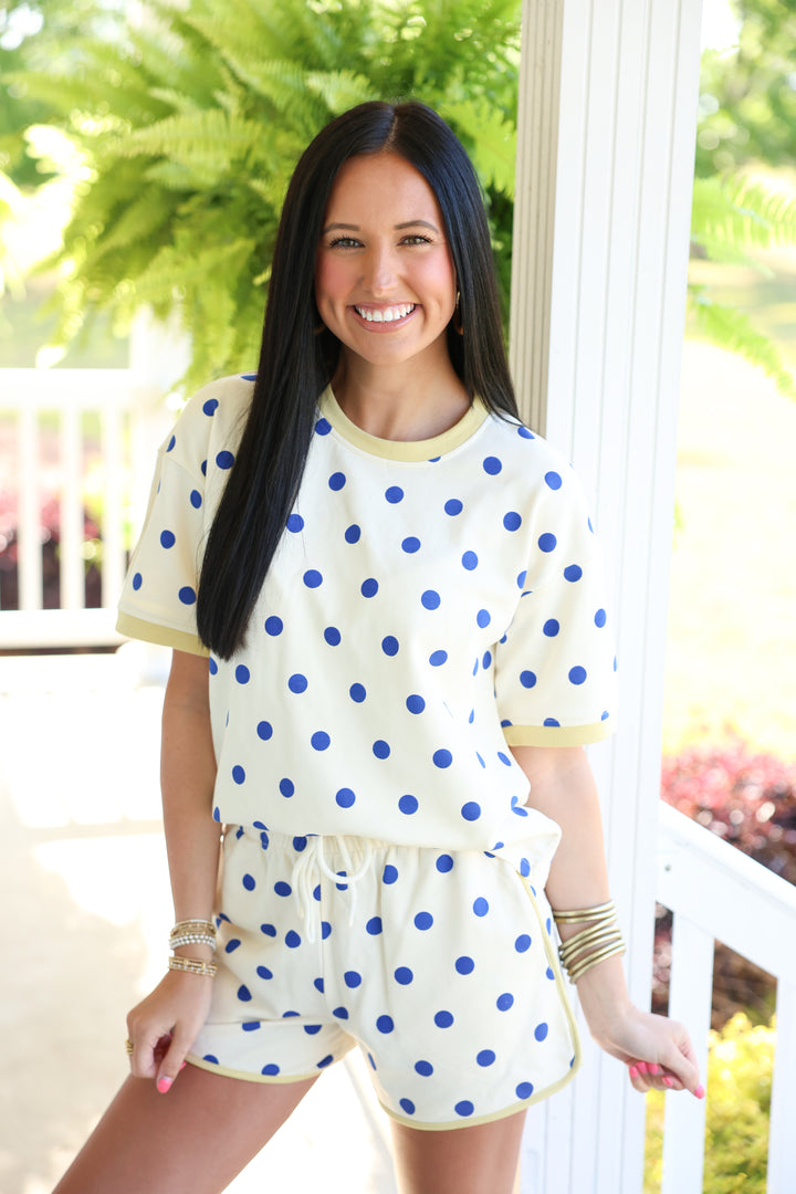 Classic Polka Dot Set "Cream/Blue"