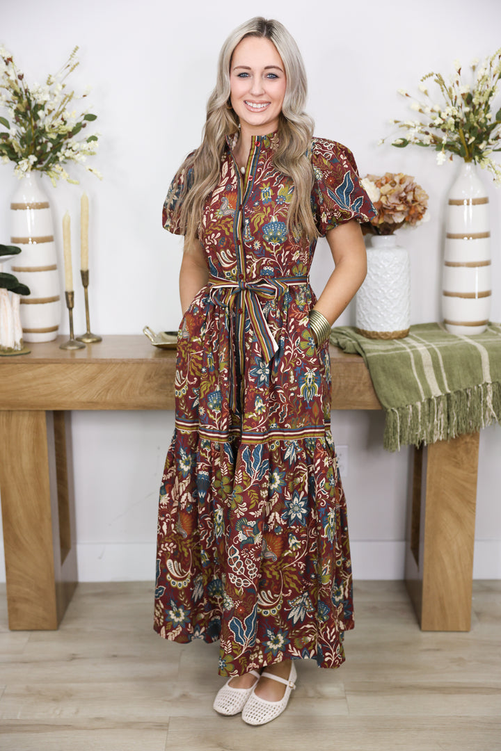 Burgundy Blooms Dress