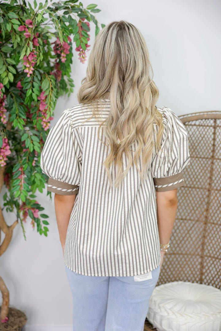 Marrissa Striped Top "Mocha Mousse"