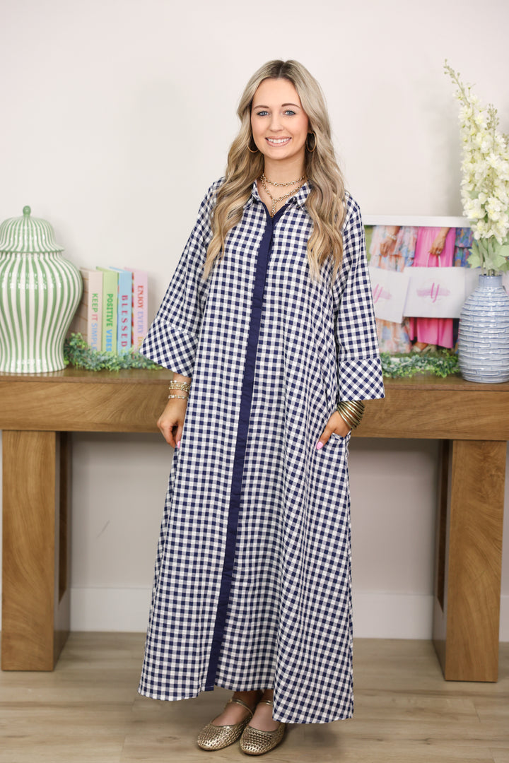 Merciful Gingham Dress "Navy"