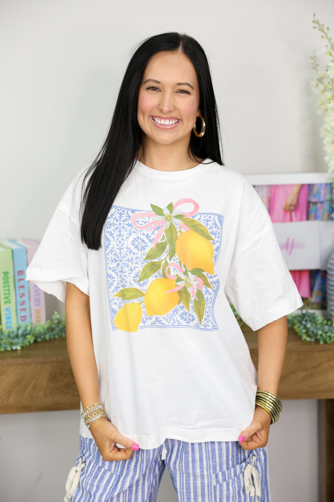 Lemon Printed Graphic Tee Shirt "Citrus Pop"