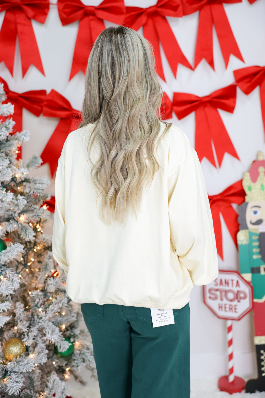 "HO HO HO" Christmas Lights Pullover "Cream"