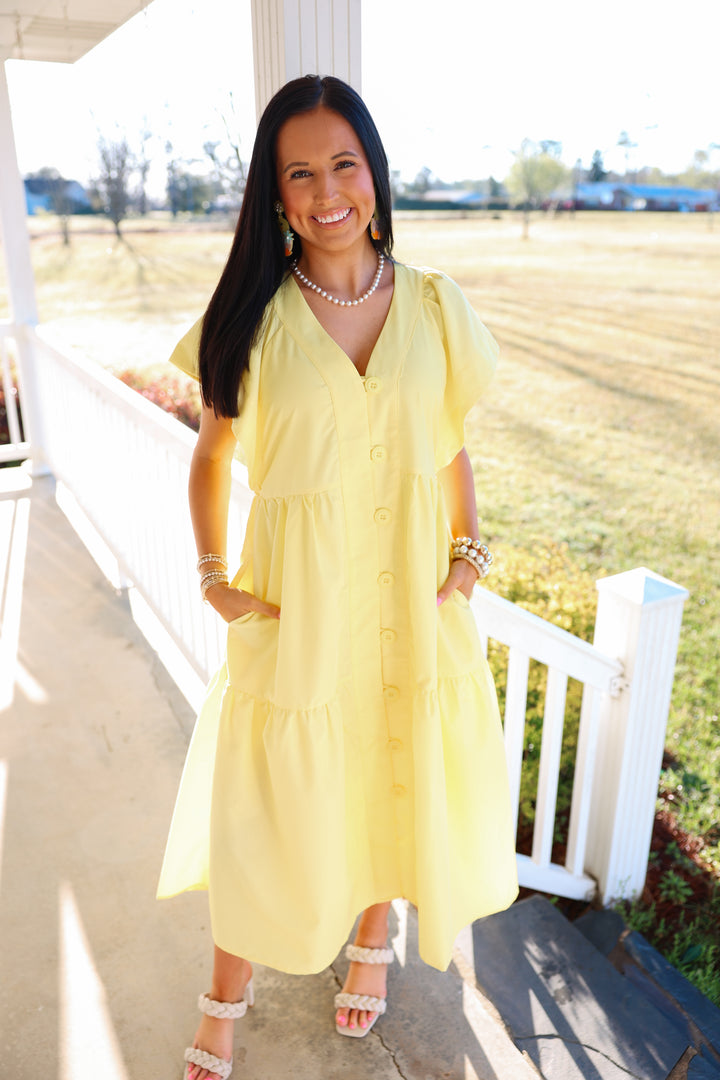 Nelly Button Dress "Yellow"