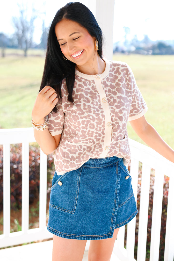 Loving Leopard Gold Button Top