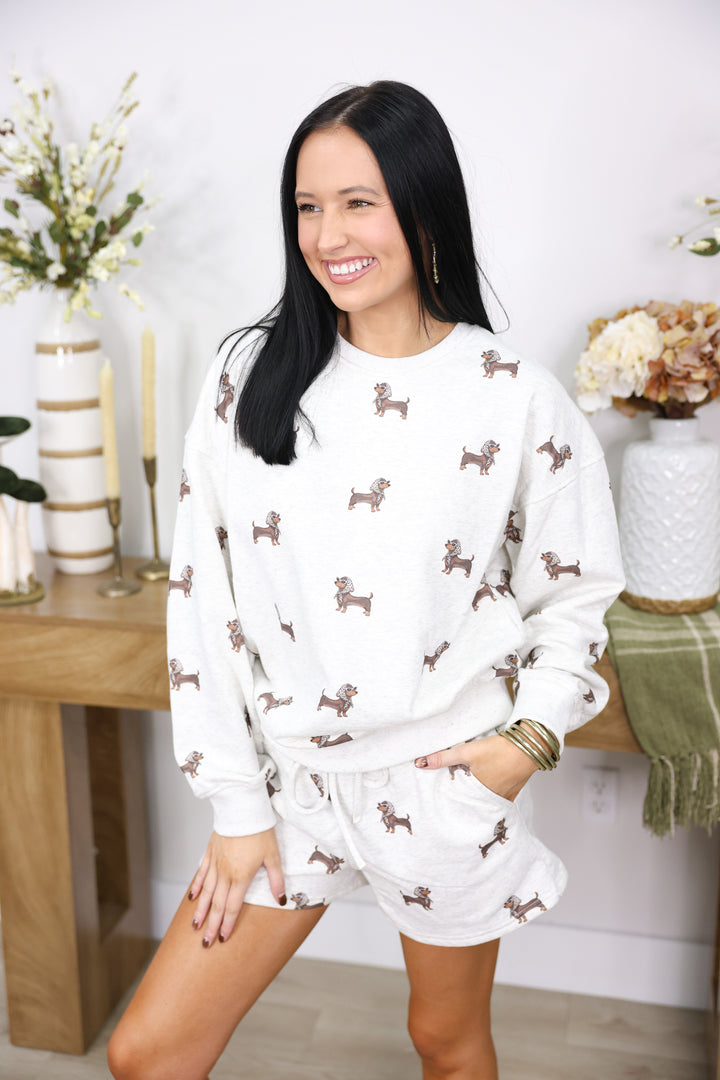 Weenie Dog Sweatshirt & Sweatshort Set "Melange"