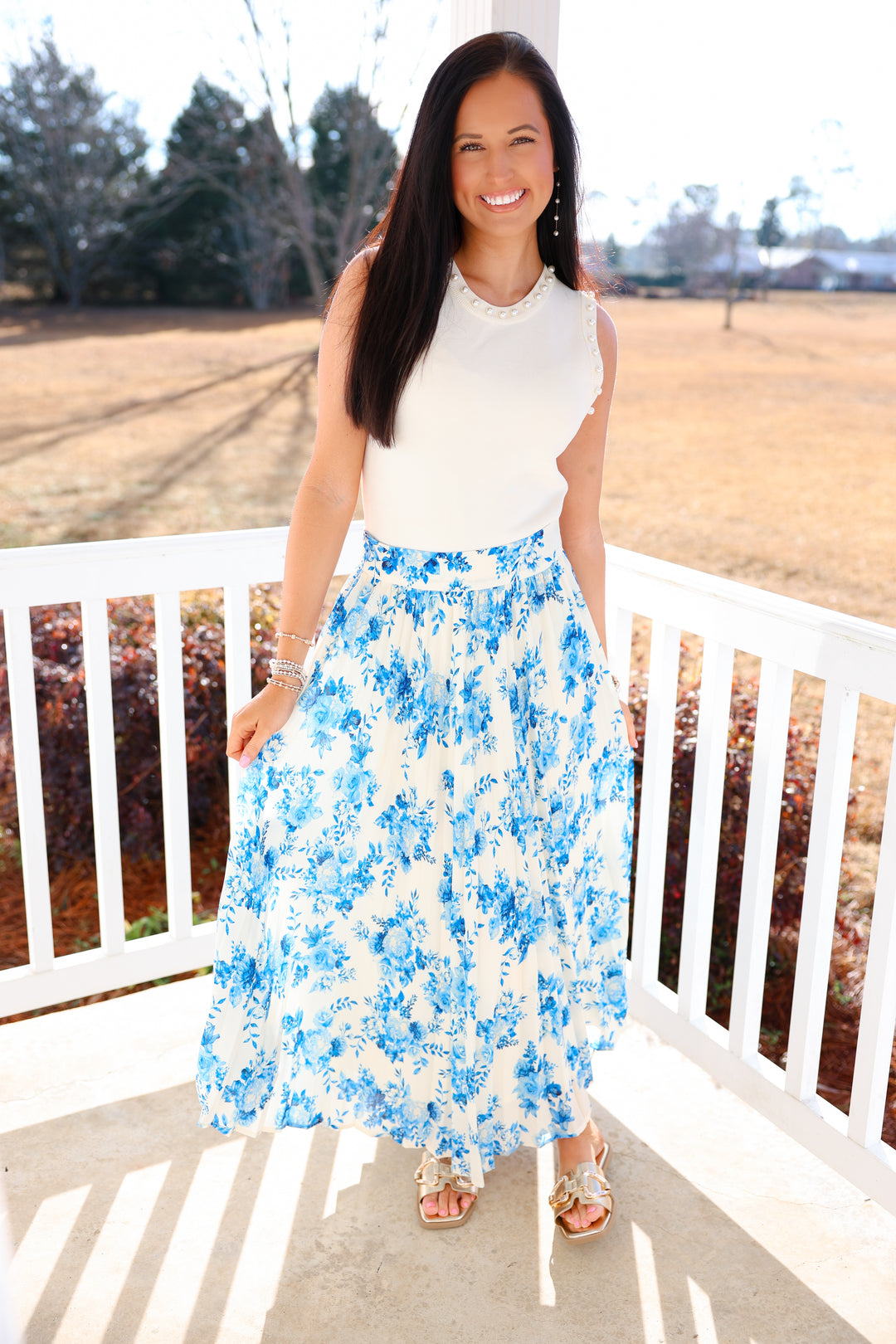 Skies of Blue Midi Skirt