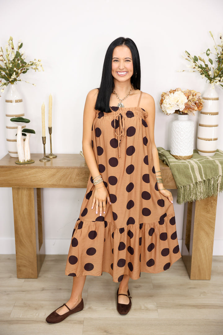 Piper Polka Dot Dress "Mocha"