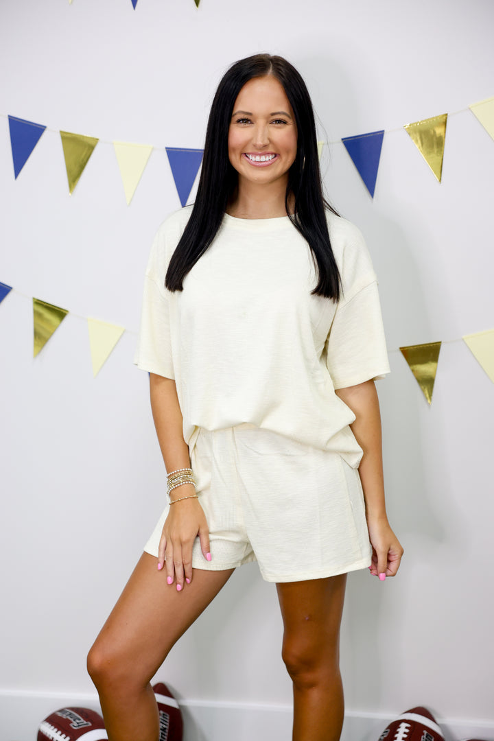 Amaya Textured Knit Set "Cream"