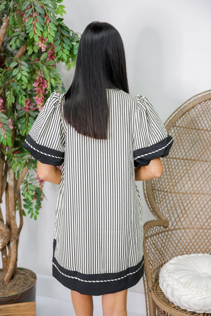 Marissa Striped Dress "Black"