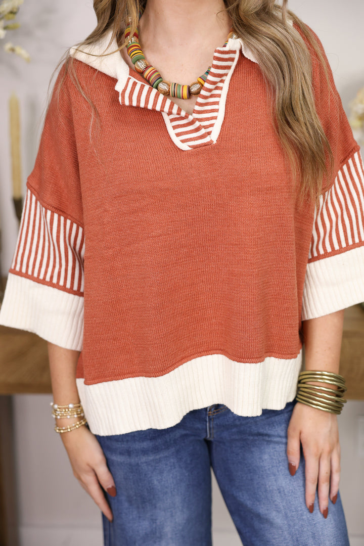 Half Sleeve Sweater Top "Rust"