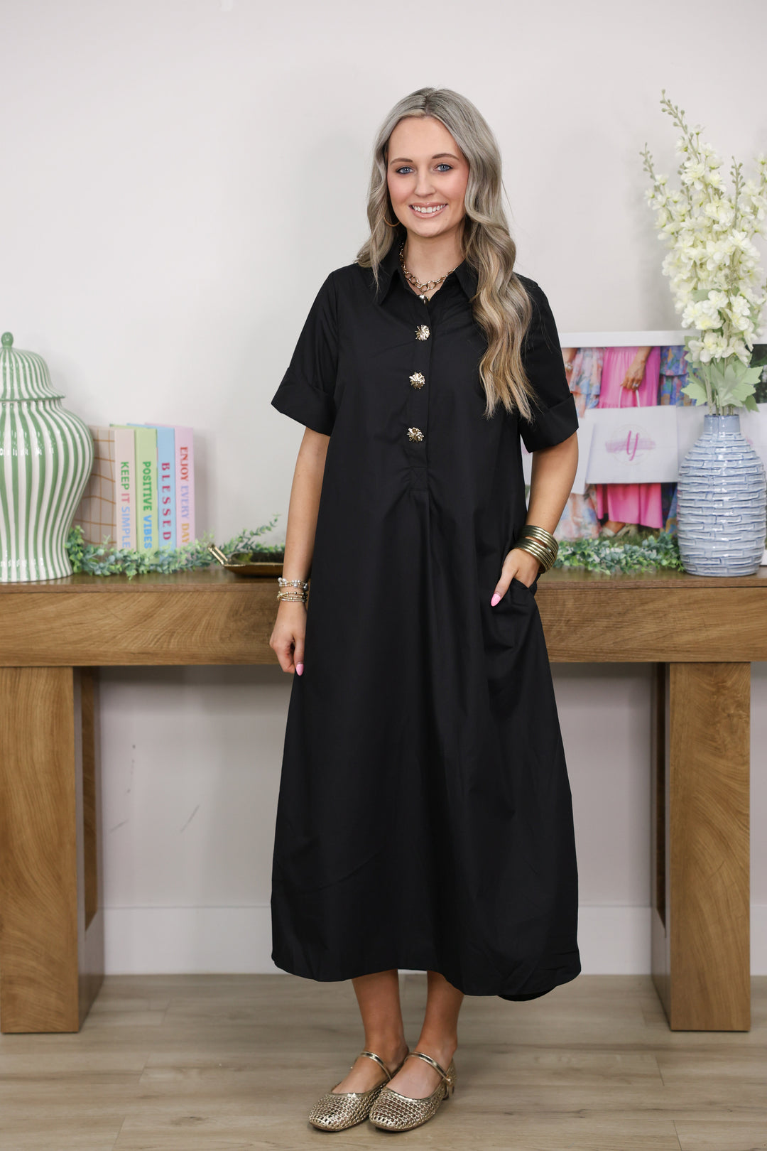 simple black midi dress Solid Short Sleeve Midi Dress "Black" – Allie Lynn's Boutique