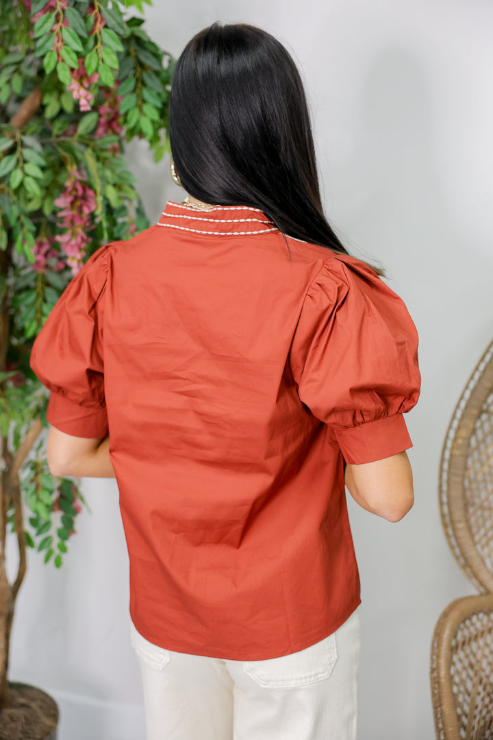 Izzie Stitched Top "Rust"