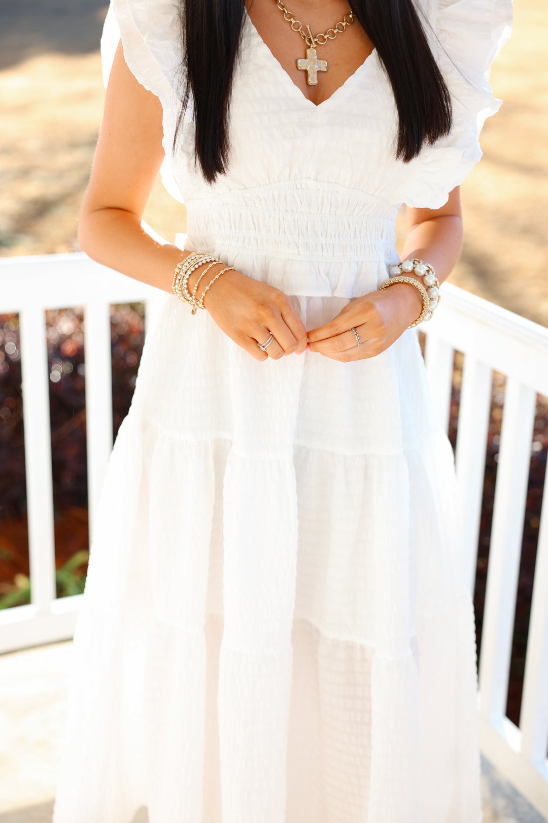 Whimsical White Midi Dress