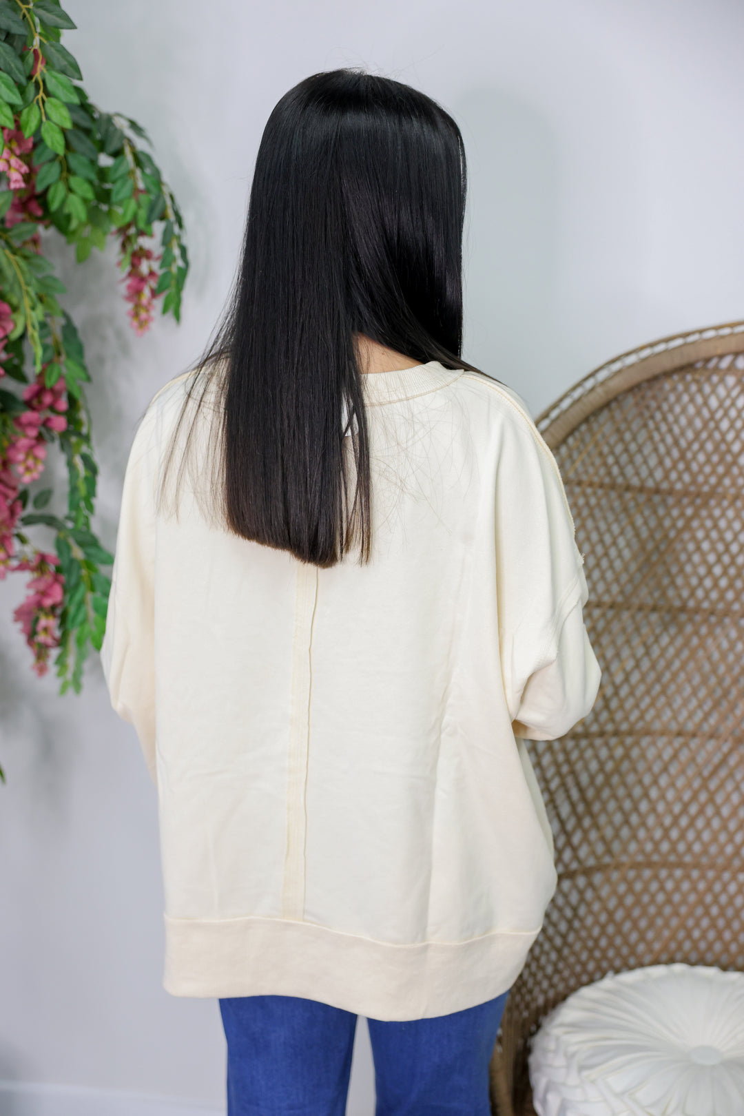 Autumn Printed Fabric Patch Sweatshirt