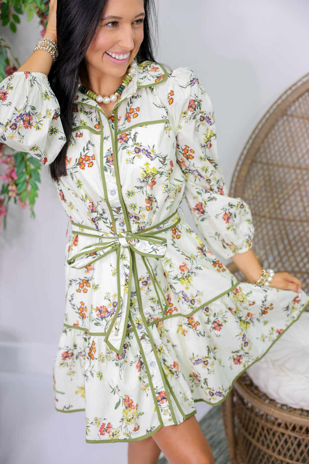 Botanical Beauty Mini Dress "Ecru"